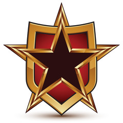 Branded golden geometric symbol, stylized black star placed on a