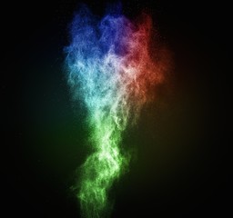 Wall Mural - colourful powder exploding isolated on black