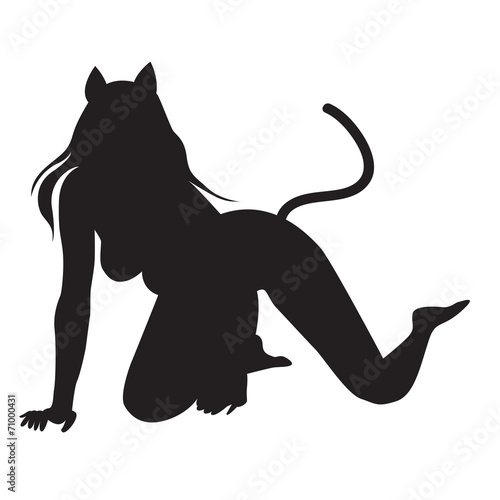 Fotografía Vector of beautiful sexy cat women silhouettes