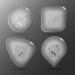 Sticker - Home reading. Glass buttons. Vector illustration.