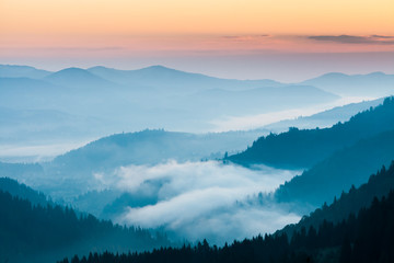 fog and cloud mountain valley landscape