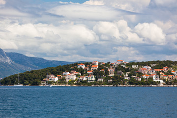 Canvas Print - Ciovo island, Trogir area, Croatia view from the sea