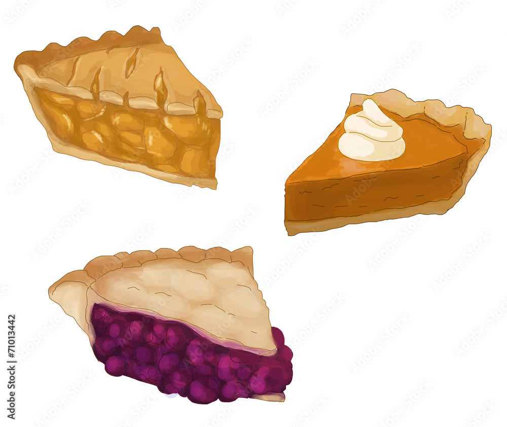 Pie slices - Apple, Pumpkin and Berry Stock Illustration | Adobe Stock, image size:1000x842