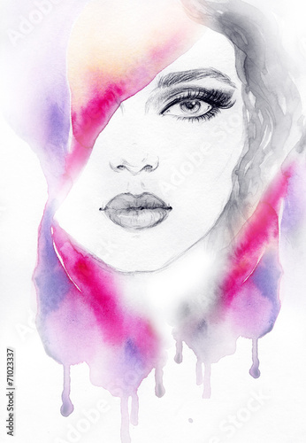 Obraz na płótnie canvas dwuczęściowy "dyptyk" Kobieta portret.abstract akwarela.fashion tło