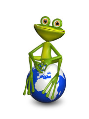 Sticker - frog on globe