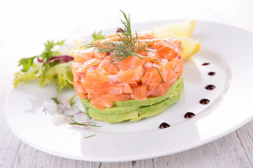 Sticker - avocado and salmon salad