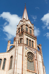 Poster - Beautiful Brown Church Steeple Rising Into Sky