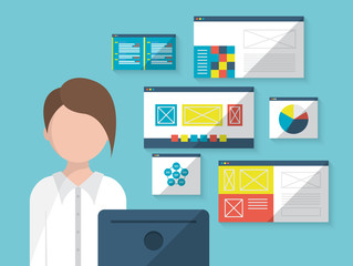 Flat design vector illustration of business presentation