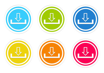 Wall Mural - set of rounded colorful icons with download symbol