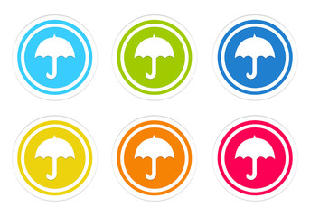 Wall Mural - set of rounded colorful icons with umbrella symbol