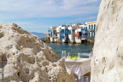 Tapeta ścienna Panoramiczny widok małej wenecji na wyspie mykonos, Grecja