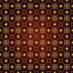Wall Mural - Gold Retro Flower Circle and Square Seamless Pattern