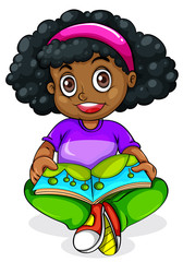 A Black young girl reading