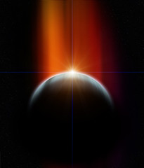 Wall Mural - planet with nebula and rising star