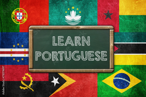 Valokuvatapetti Learn Portuguese - vintage background concept
