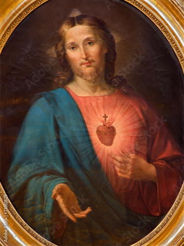 Board z aluminiowym obramowaniem Wenecja - farba serca Jezusa w kościele chiesa di san moise