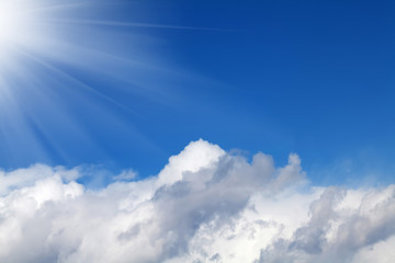 Fototapete - Blue sky with clouds and sun
