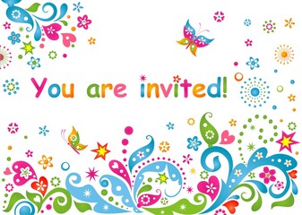 Sticker - Funny colorful childish invitation