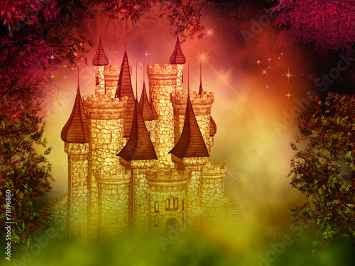 Obraz na płótnie canvas dwuczęściowy "dyptyk" Magiczny zamek fantasy