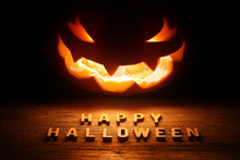 Spooky Halloween Background With Jack O Lantern