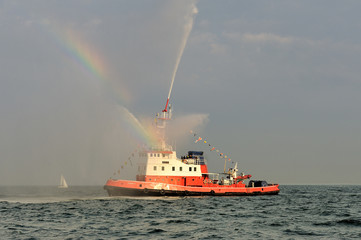 Fototapete - Morze,  statek strażak