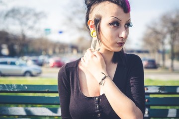 Wall Mural - young beautiful punk dark girl