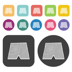 Fototapete - Plaid Shorts Icon. Clothes Flat Icons Set. Round And Rectangle C