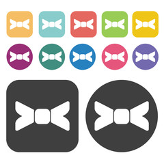 Fototapete - Bow Tie Icon. Clothes Flat Icons Set. Round And Rectangle Colour