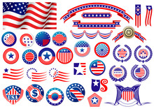 Patriotic American Badges And Labels