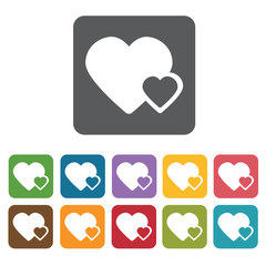 Wall Mural - Two Contrasting Hearts Icon. Hearts Icons Set. Rectangle Colourf