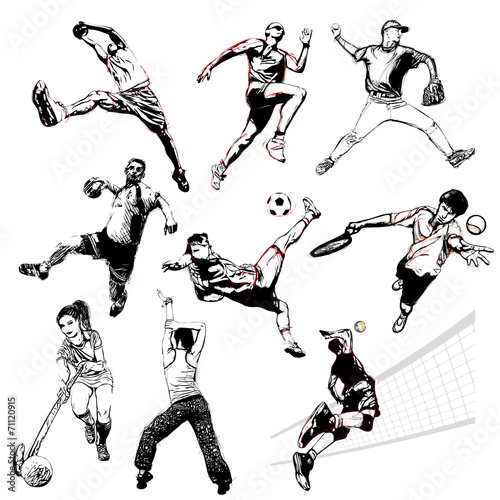 Obraz na płótnie canvas trzyczęściowy "tryptyk" Sportowa wektorowa ilustracja 2