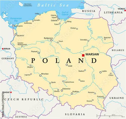 Obraz w ramie Poland Political Map