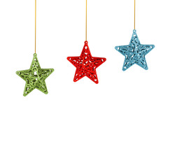 Wall Mural - Christmas  multicoloured stars on a white background isolated