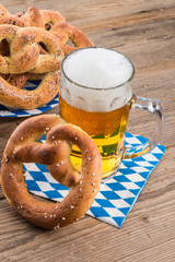 Wall Mural - homemade pretzels and beer