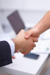 Business people handshake, sitting in the office