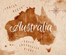Map Australia Retro