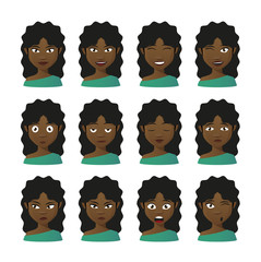 Poster - Female cartoon avatar expression set