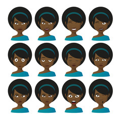 Sticker - Female cartoon avatar expression set