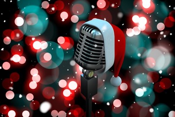composite image of microphone with santa hat