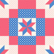 Patchwork pattern in red and blue