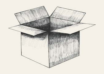 Sketch illustration of an open box