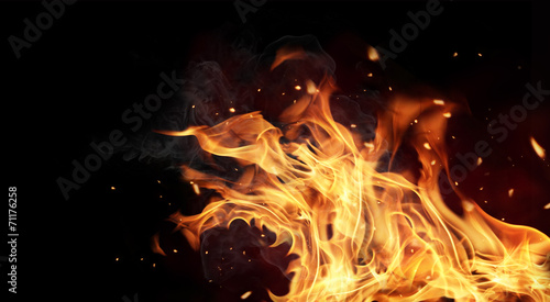 Fire flames on black background Poster Mural XXL