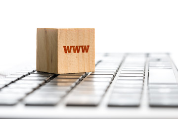 www wooden block on computer keyboard