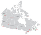 Fototapeta  - Canada Map with Capitals