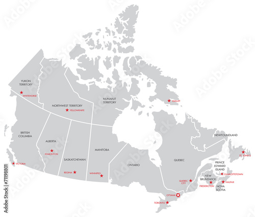 Cuadros en Lienzo Canada Map with Capitals