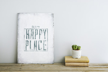 Wall Mural - motivational poster quote THIS IS MY HAPPY PLACE on the white wa
