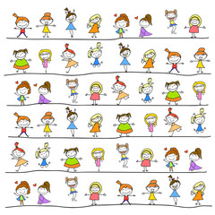 Poster - hand drawing cartoon abstract happy kids