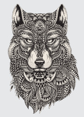 Naklejka na meble Wysoce szczegółowa abstrakcjonistyczna wilcza ilustracja