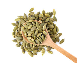 Wall Mural - Pumpkin seeds on a white background