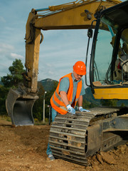 repairing the excavator track